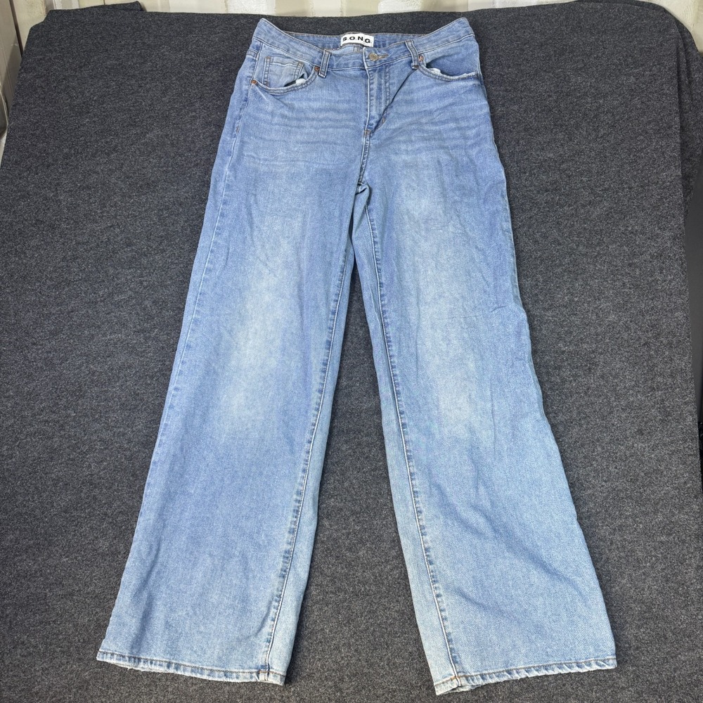 S.O.N.G. Jeans Womens 9/29 Blue Denim Stretch Relaxed Fit Light Wash Wide Leg